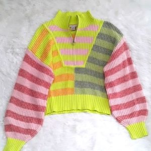 Sincerely Jules Quarter Zip Striped Sweater Size  Extra Large